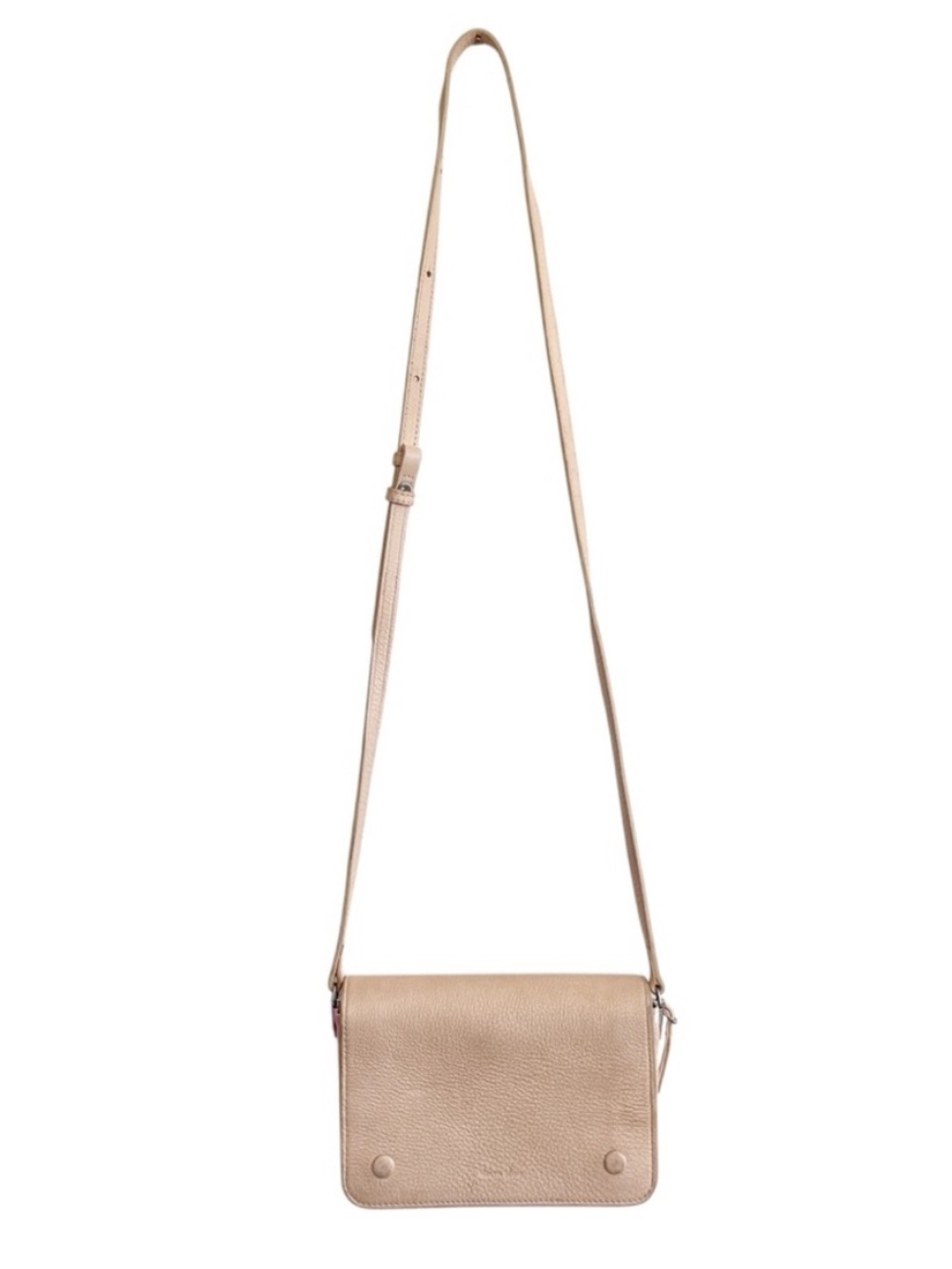 Steven Alan pebbled leather pink crossbody purse small zippered bag clutch nude